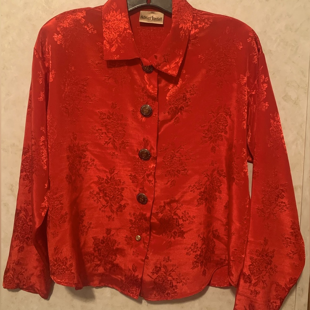 Adrian Jordan Shiny Red Blouse